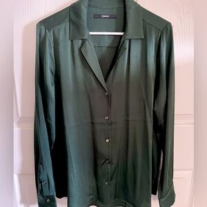 Forest Green Quince Washable Silk Button Down Shirt - Worn Once